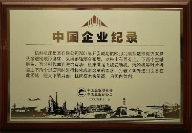 中(zhōng)國企業(ye)記錄（MKLD7140型(xing)數控強(qiáng)力雙磨(mó)頭緩進(jin)給成形(xíng)磨床）