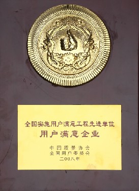 全國實(shi)施用戶(hu)滿意工(gōng)程先進(jin)單位 用(yòng)戶滿意(yì)企業
